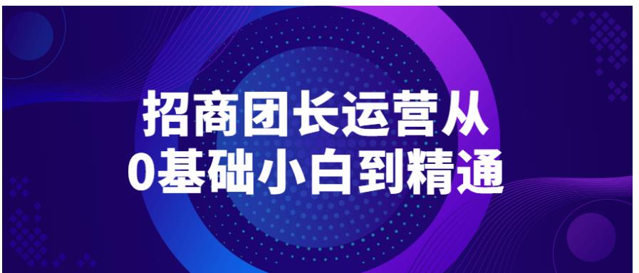 招商团长运营从0基础小白到精通教程